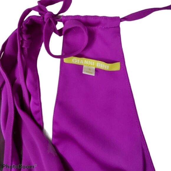 Gianni Bini fuchsia maxi wrap halter prom dress - Picture 9 of 10